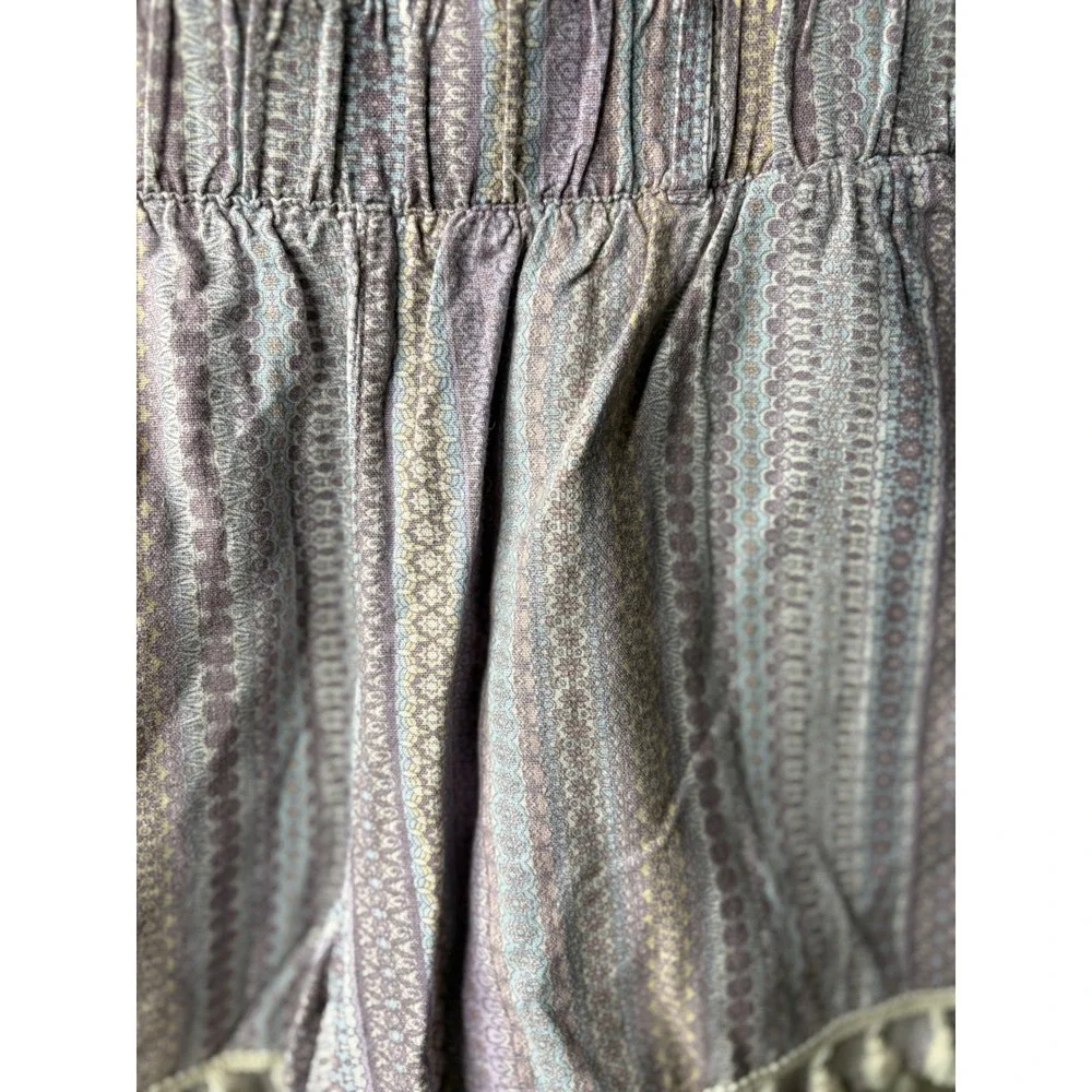 Rewash Womens Boho Linen Blend Tassel Trim‎ Shorts Purple Blue Geometric XL